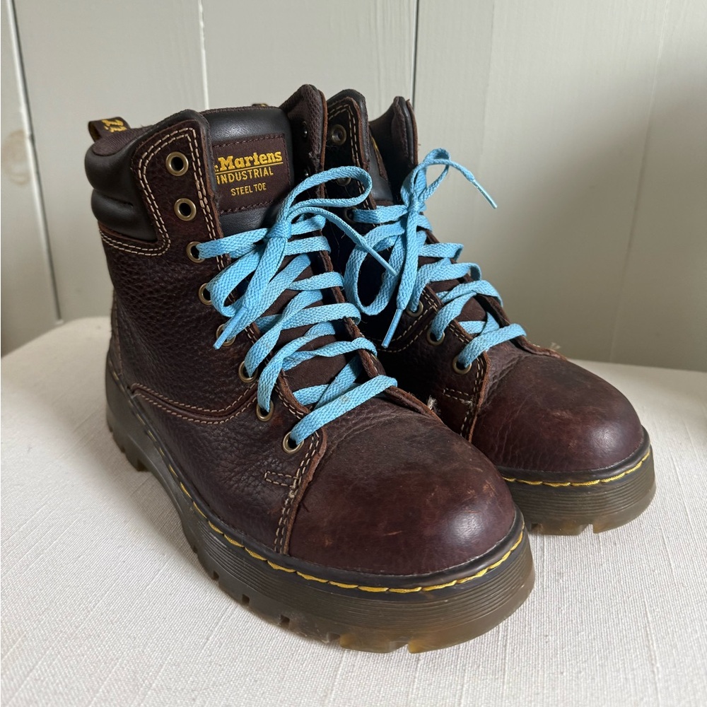 Dr. Martens Industrial Steel Toe Leather Work Boots Brown Size 7 Women’s